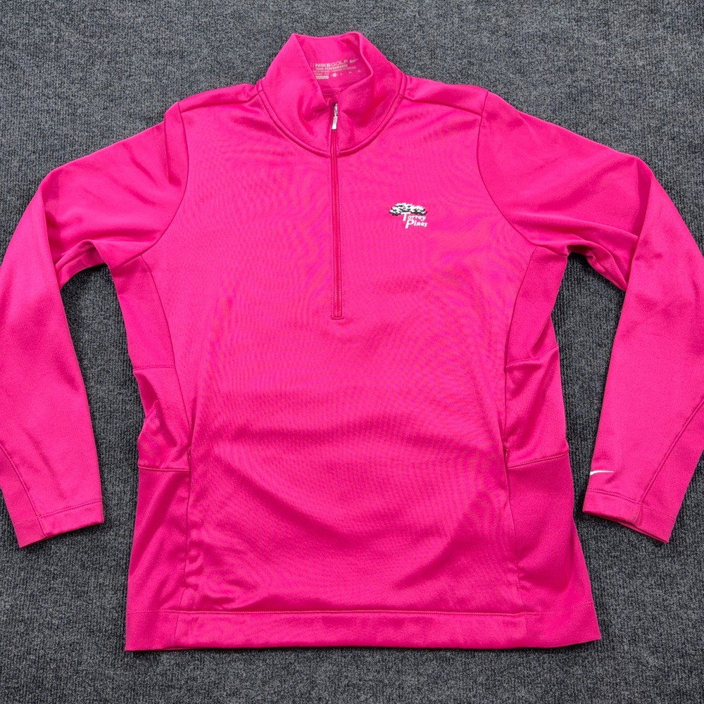 Nike Golf Womens Torrey Pines Therma-FIT 1/4 Zip Pullover Fleece Pink XL